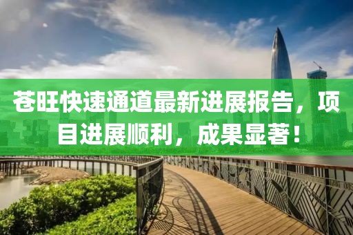 蒼旺快速通道最新進展報告，項目進展順利，成果顯著！