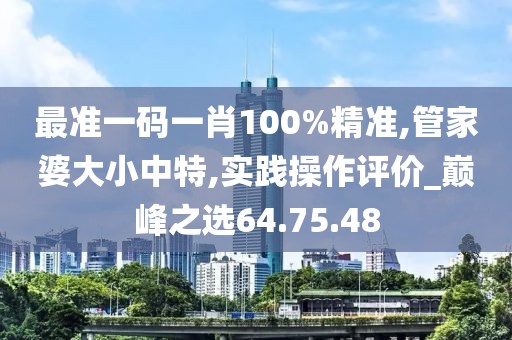最準一碼一肖100%精準,管家婆大小中特,實踐操作評價_巔峰之選64.75.48