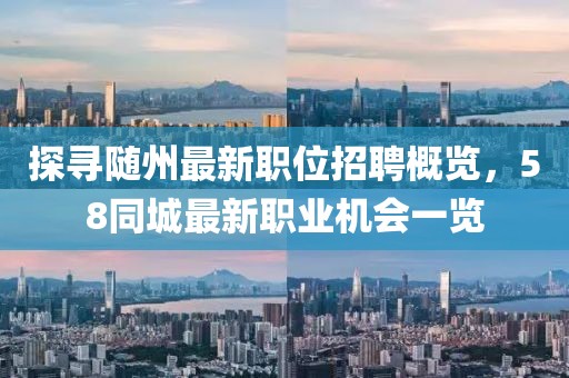 探尋隨州最新職位招聘概覽，58同城最新職業(yè)機會一覽