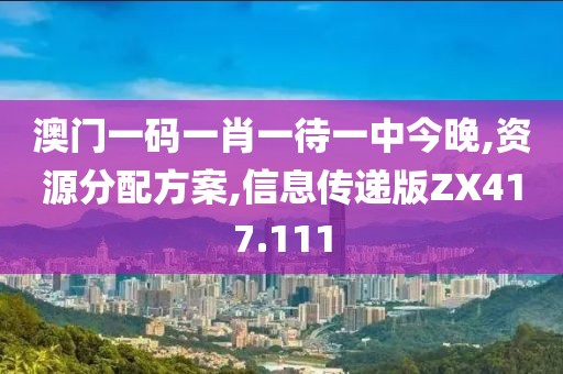 澳門一碼一肖一待一中今晚,資源分配方案,信息傳遞版ZX417.111