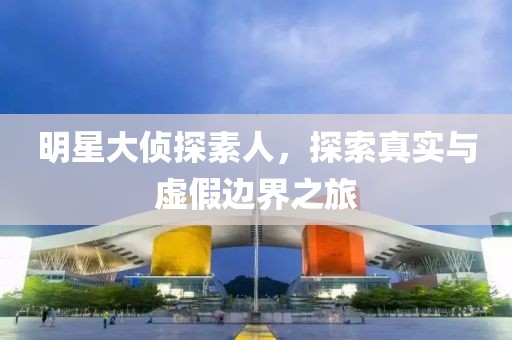明星大偵探素人，探索真實(shí)與虛假邊界之旅