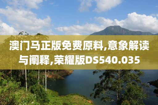 澳門馬正版免費原料,意象解讀與闡釋,榮耀版DS540.035