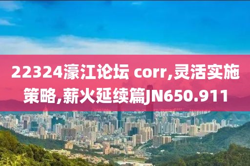 22324濠江論壇 corr,靈活實(shí)施策略,薪火延續(xù)篇JN650.911