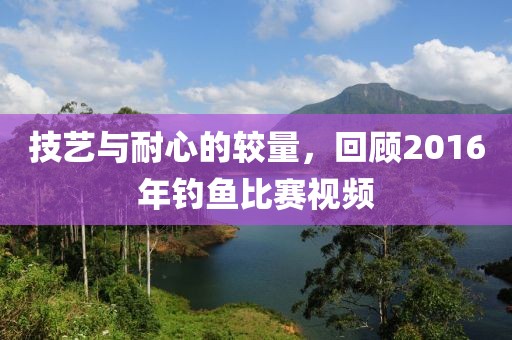 技藝與耐心的較量，回顧2016年釣魚比賽視頻