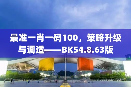 最準一肖一碼100，策略升級與調(diào)適——BK54.8.63版