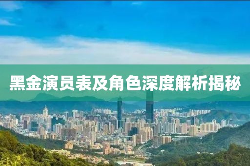 黑金演員表及角色深度解析揭秘